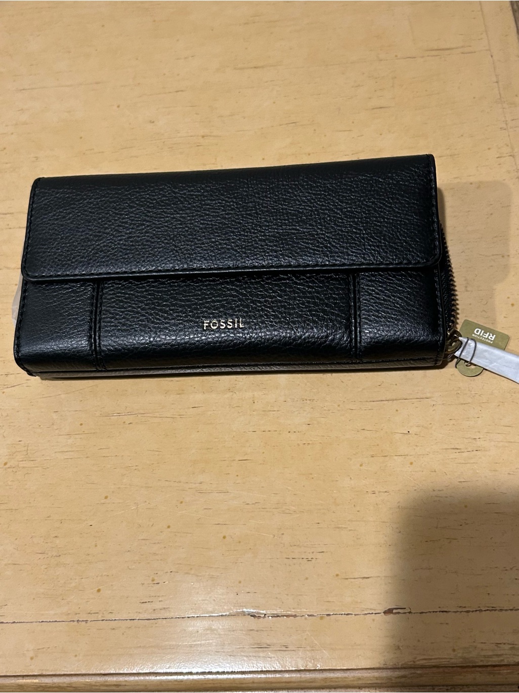 Fossil Jori Black Rfid Flap Clutch Soft Pebbled Leather Wallet Style Swl 3009001
